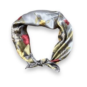 Gray Floral Silk Scarf